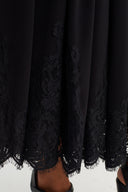 Black Lace Detailed Jersey Trousers-Y263013054