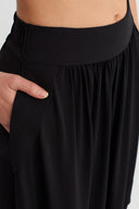 Black Layered Look Jersey Trousers-Y263013055