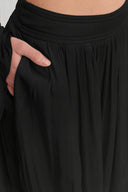 Black Layered Look Satin Trousers-Y263013056