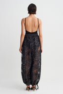 Black Shimmer Balloon Trousers-Y263013077