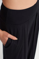 Black High-Waisted Trousers with Cape Detail-Y263013078