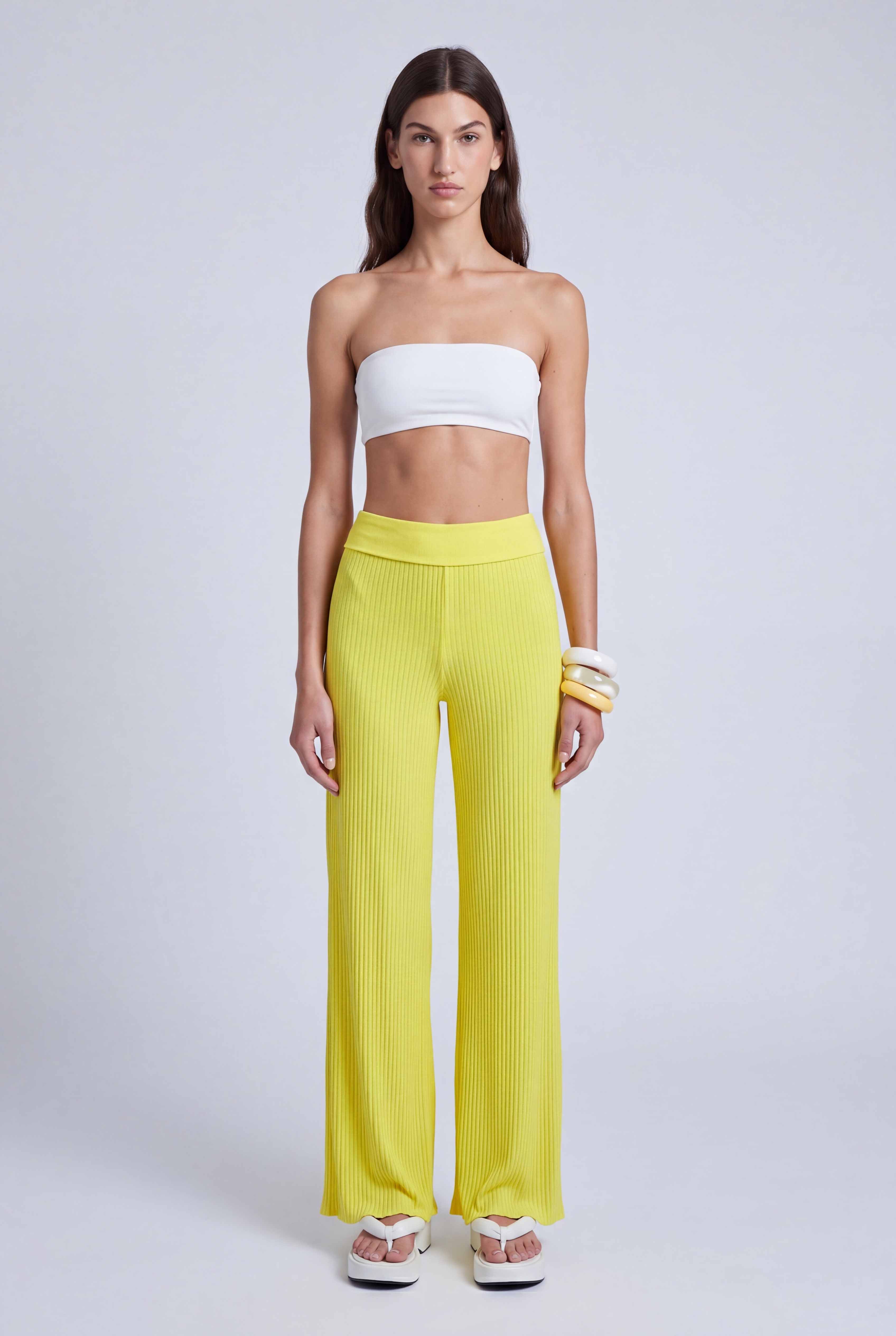 Yellow Jersey Pleated Trousers-Y263013084