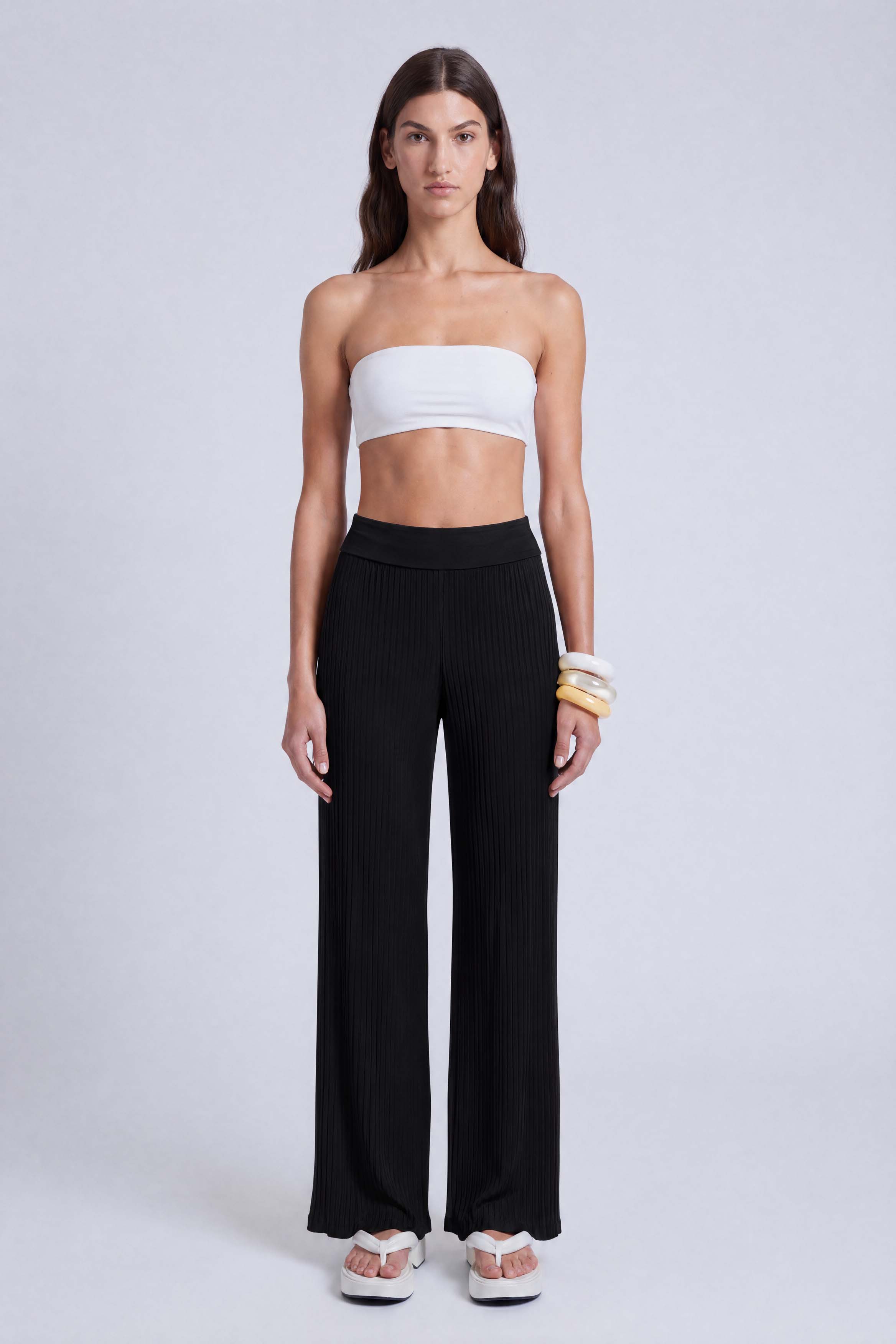 Black Jersey Pleated Trousers-Y263013084