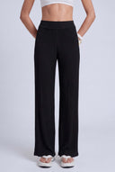 Black Jersey Pleated Trousers-Y263013084