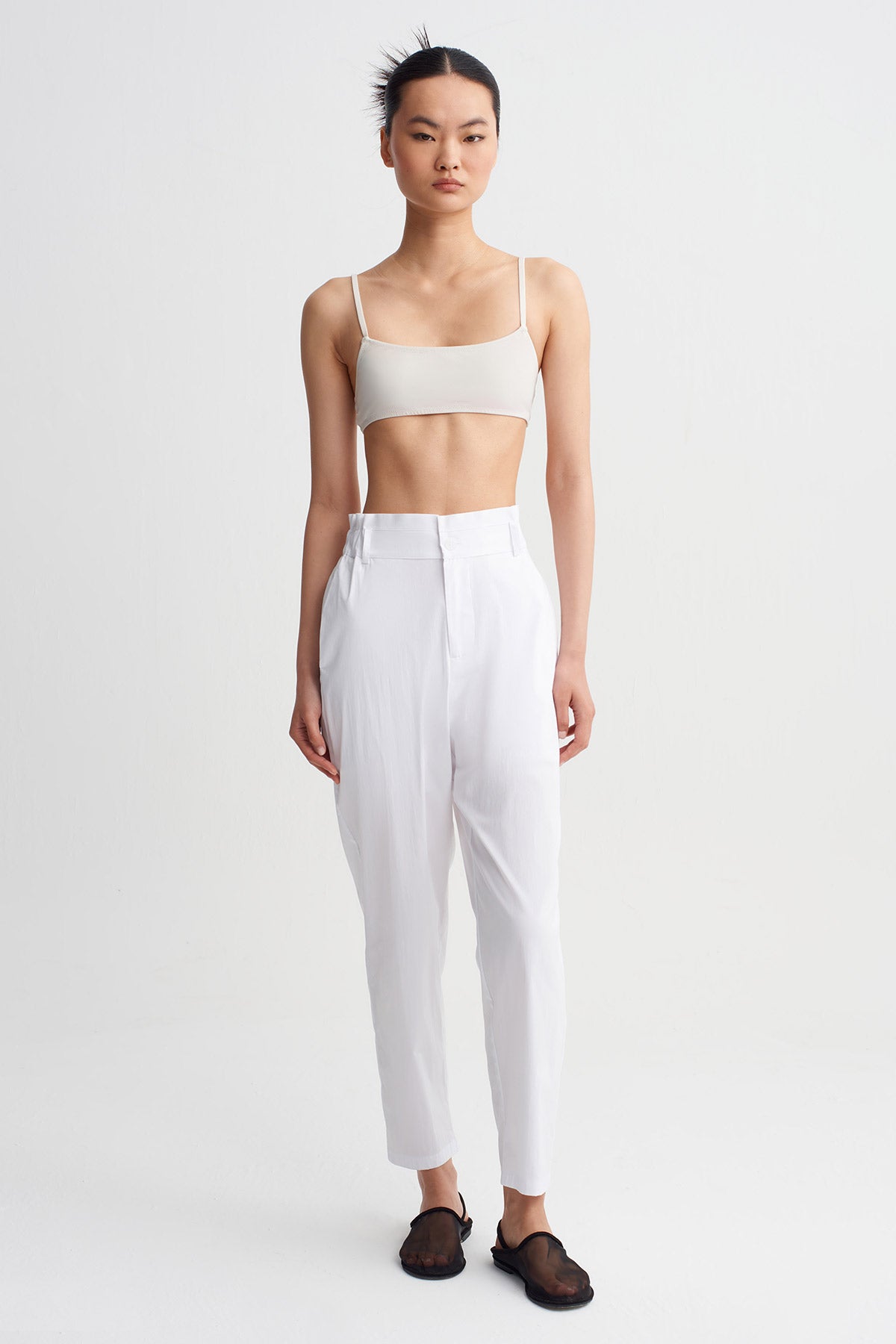 Off White High-Rise Poplin Trousers-Y263013091