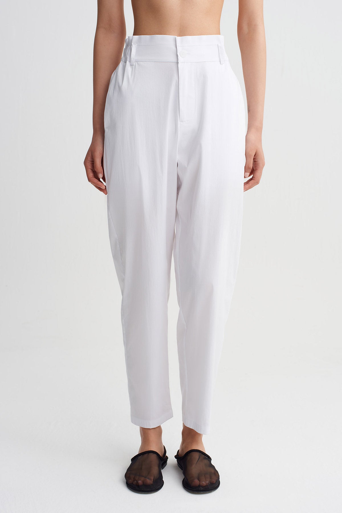 Off White High-Rise Poplin Trousers-Y263013091