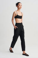 Black High-Rise Poplin Trousers-Y263013091