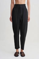 Black High-Rise Poplin Trousers-Y263013091