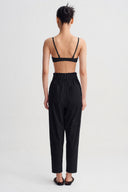 Black High-Rise Poplin Trousers-Y263013091