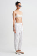 Off White Crinkled Poplin Trousers-Y263013092