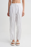Off White Crinkled Poplin Trousers-Y263013092