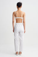 Off White Crinkled Poplin Trousers-Y263013092