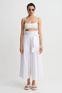 Off White Tie-Waist Poplin Trousers-Y263013093