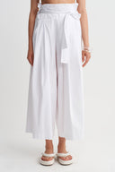 Off White Tie-Waist Poplin Trousers-Y263013093