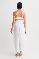 Off White Tie-Waist Poplin Trousers-Y263013093