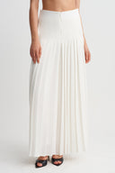 Off White Pleated Midi Trousers-Y263013094