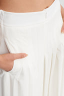 Off White Pleated Midi Trousers-Y263013094
