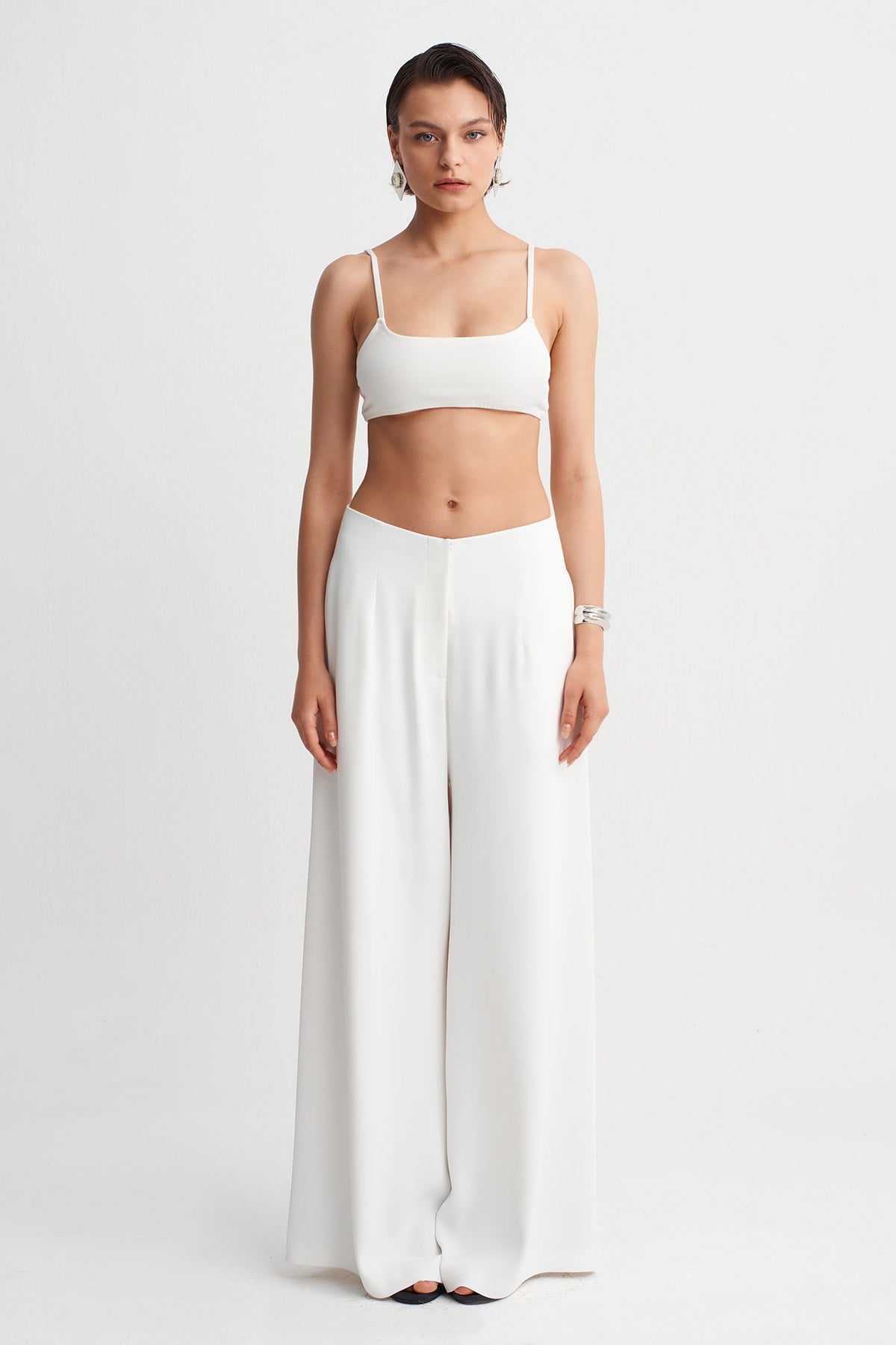 Off White Wide-Leg Trousers-Y263013095