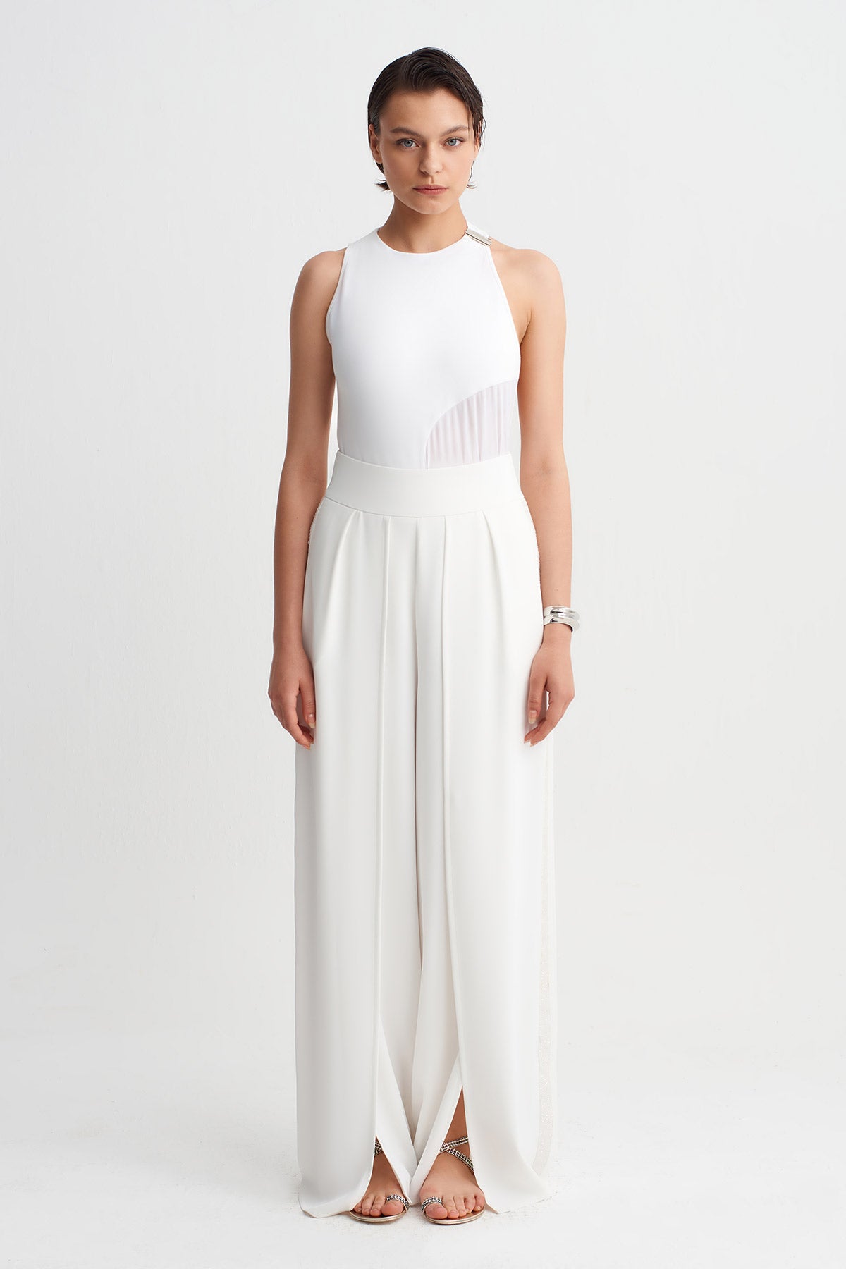 Off White Slit Detail Trousers-Y263013096