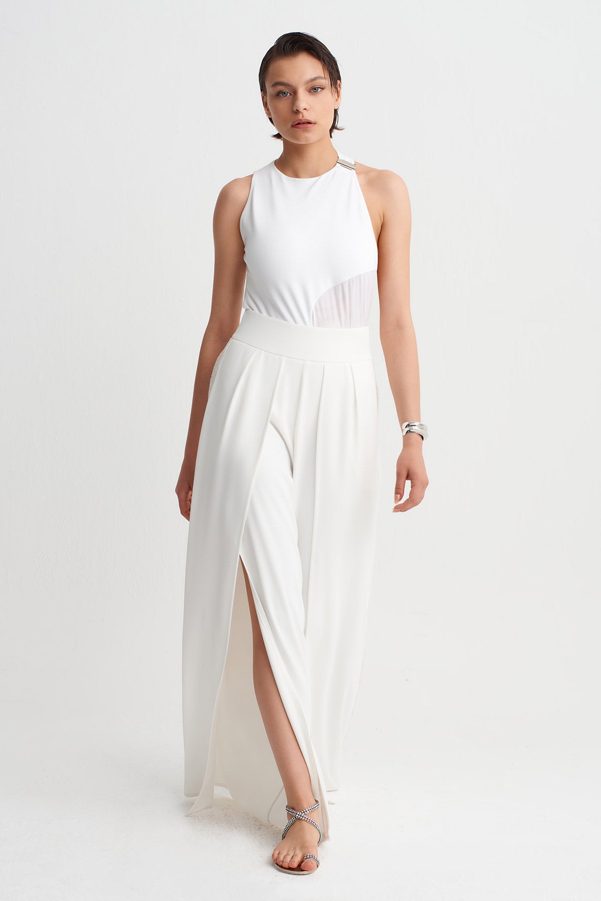 Off White Slit Detail Trousers-Y263013096