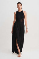 Black Slit Detail Trousers-Y263013096