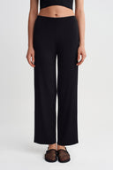 Black Slim Leg Jersey Pleated Trousers-Y263013103