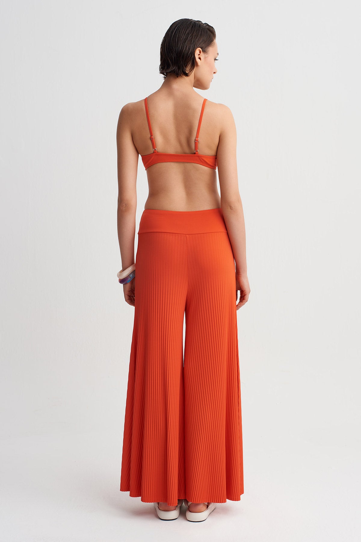Pomegranade Wide Leg Jersey Pleated Trousers-Y263013104