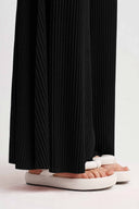 Black Wide Leg Jersey Pleated Trousers-Y263013104