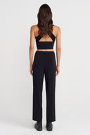 Black Jersey Trousers with Pockets-Y263013114