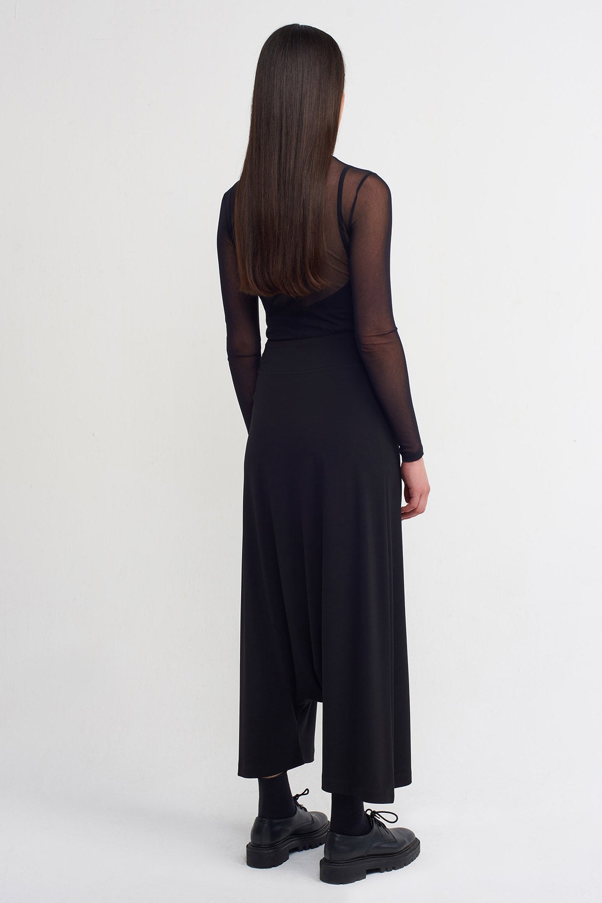 Black Jersey Harem Pants-Y263013116