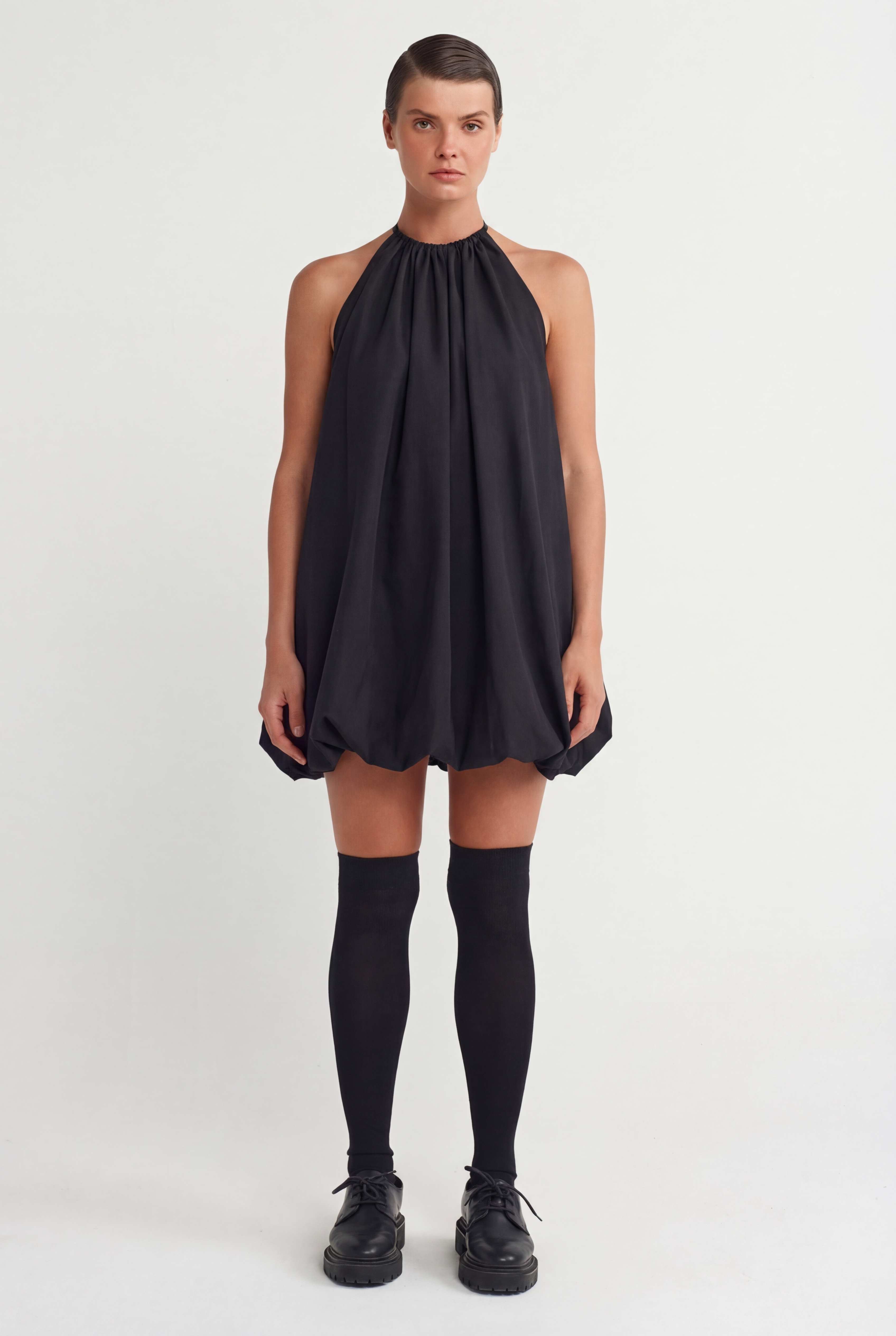 Black Short Balloon Dress-Y264014027