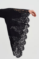 Black Lace Detailed Jersey Dress-Y264014074