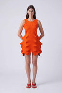 Orange Origamic Short Knit Dress-Y264014103