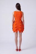 Orange Origamic Short Knit Dress-Y264014103