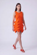 Orange Origamic Short Knit Dress-Y264014103