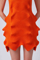 Orange Origamic Short Knit Dress-Y264014103