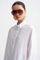 Off White Poplin Shirt Dress-Y264014117