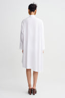 Off White Poplin Shirt Dress-Y264014117