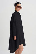Black Poplin Shirt Dress-Y264014117