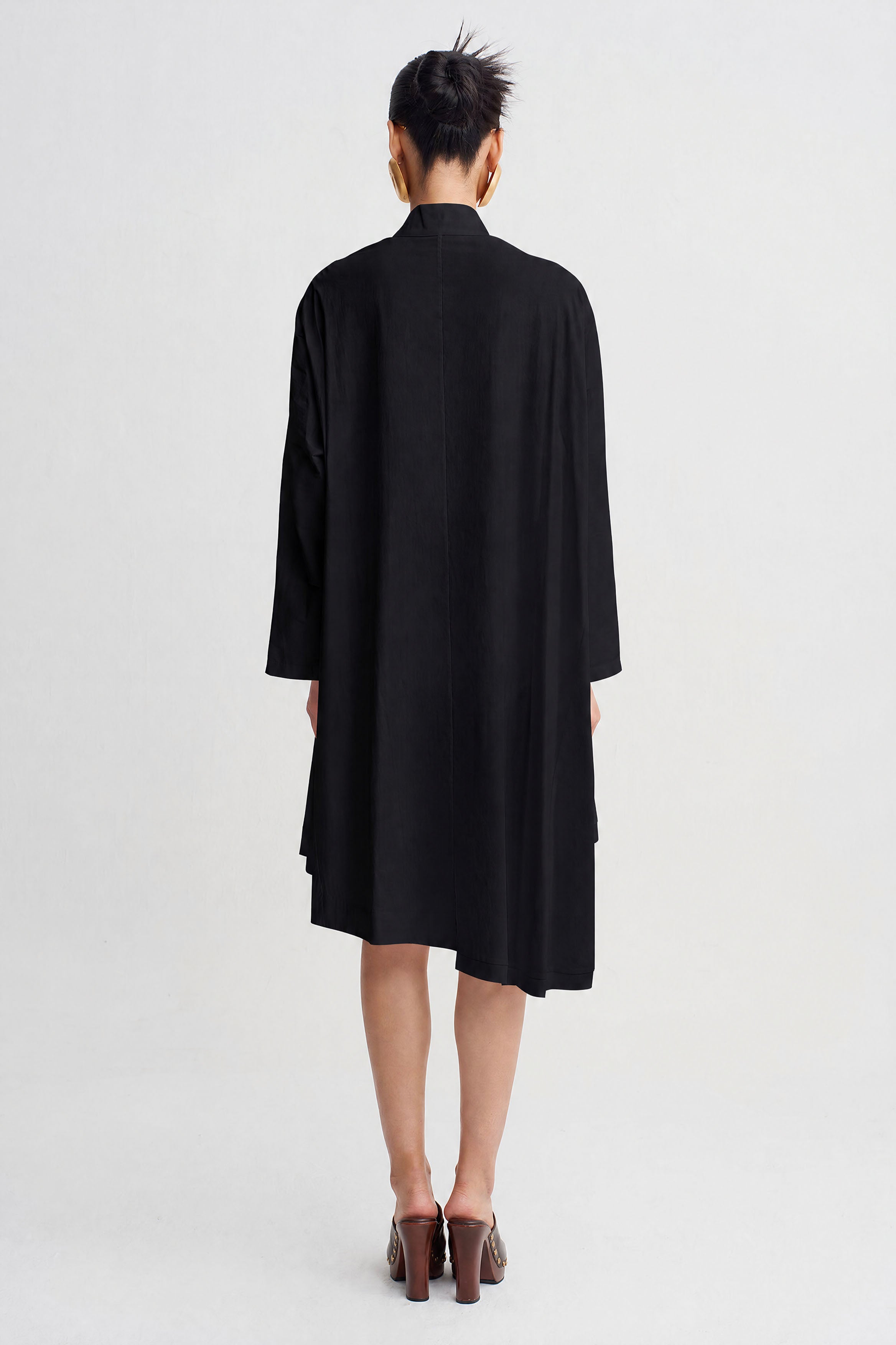 Black Poplin Shirt Dress-Y264014117