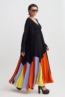 Multicolor Color Block Flared Dress-Y264014122