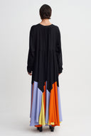 Multicolor Color Block Flared Dress-Y264014122