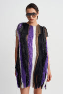 Multicolor Fringed Shimmer Dress-Y264014124