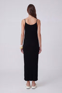Black Spaghetti Strap Jersey Pleated Dress-Y264014126