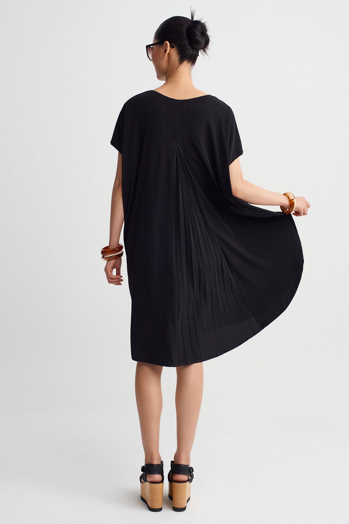 Black Jersey Midi Dress-Y264014134