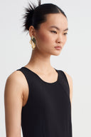 Black Draped Detail Long Jersey Dress-Y264014140