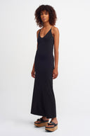 Black Strappy Jersey Dress-Y264014141