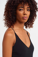 Black Strappy Jersey Dress-Y264014141