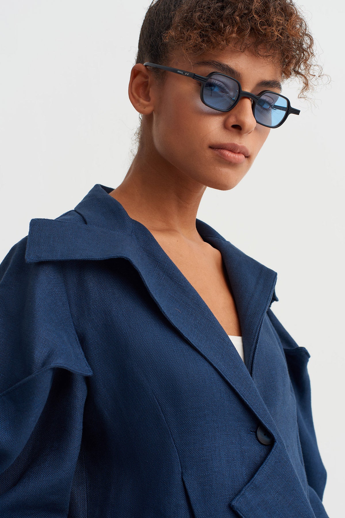 Indigo Architectural Linen Jacket-Y265015055