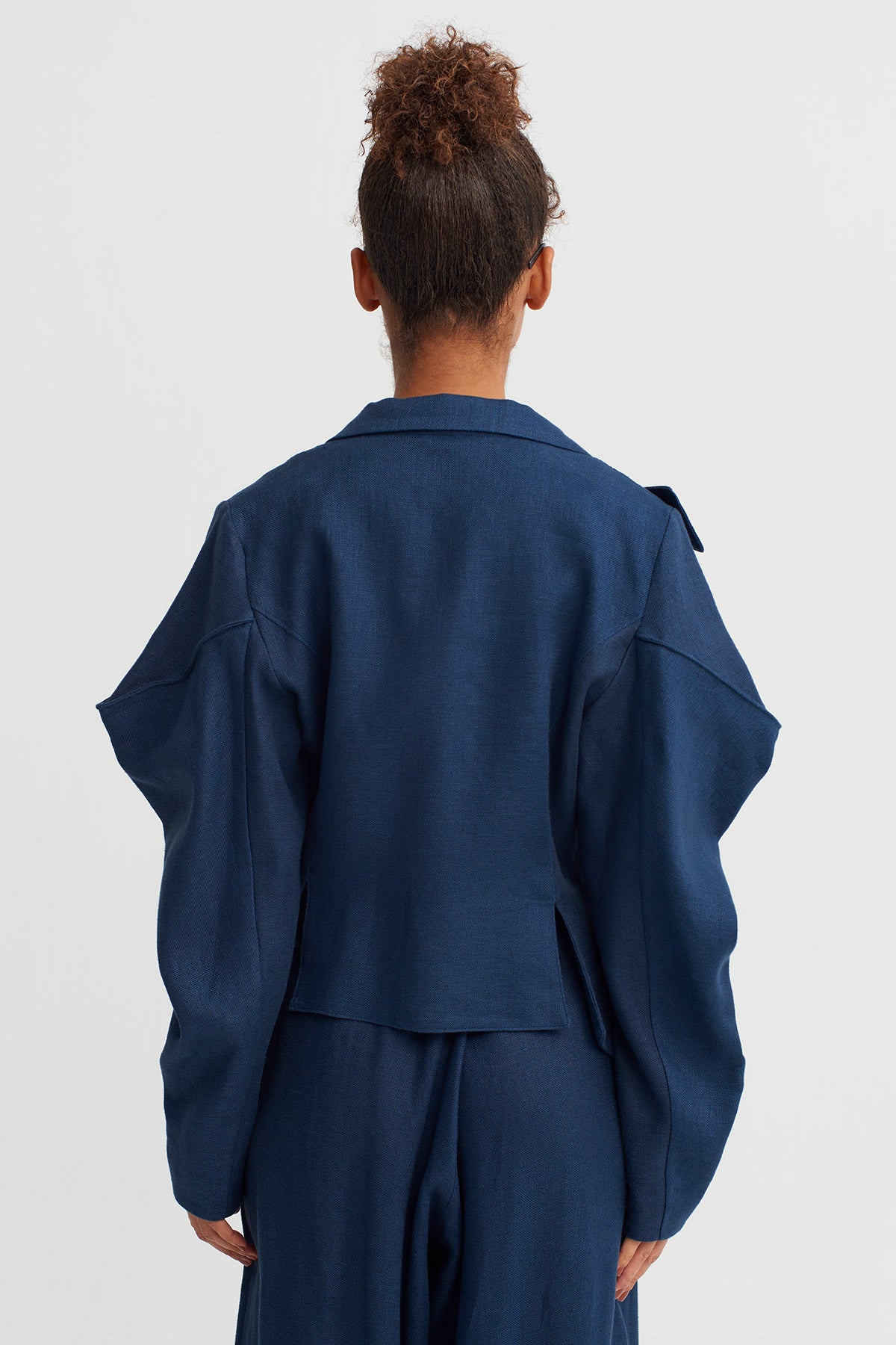 Indigo Architectural Linen Jacket-Y265015055